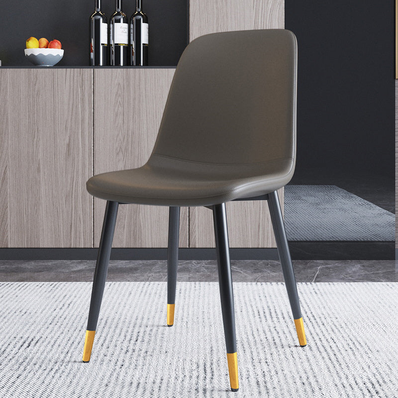 Home Scandinavian Side Chair Solid Back Metal Dining Room Chair with Black Legs Silver Gray 1 Piece Brass Gold Clearhalo ' kitchen&dining_furn' 'Dining Chairs' 'Dining Tables & Seating' 'dining_chair' 'furn' 'furn_dining_chair' 'Furniture' 'furniture_dining_chair' 'Kitchen & Dining Furniture' 'kitchen' 3827663