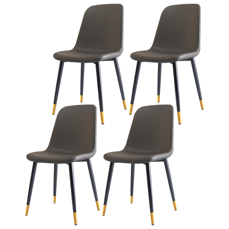 Home Scandinavian Side Chair Solid Back Metal Dining Room Chair with Black Legs Silver Gray 4 Piece Set Brass Gold Clearhalo ' kitchen&dining_furn' 'Dining Chairs' 'Dining Tables & Seating' 'dining_chair' 'furn' 'furn_dining_chair' 'Furniture' 'furniture_dining_chair' 'Kitchen & Dining Furniture' 'kitchen' 3827665
