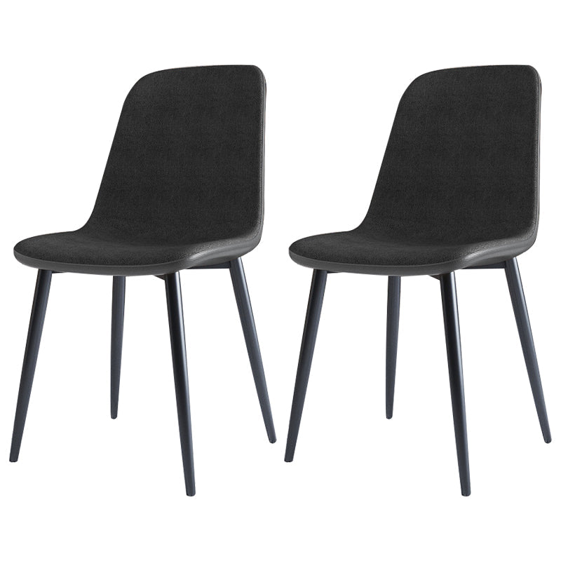 Home Scandinavian Side Chair Solid Back Metal Dining Room Chair with Black Legs Dark Gray-Black 2 Piece Set Black Clearhalo ' kitchen&dining_furn' 'Dining Chairs' 'Dining Tables & Seating' 'dining_chair' 'furn' 'furn_dining_chair' 'Furniture' 'furniture_dining_chair' 'Kitchen & Dining Furniture' 'kitchen' 3827667