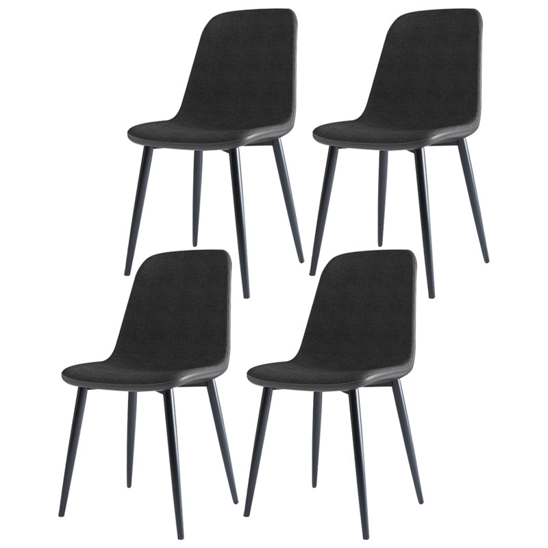 Home Scandinavian Side Chair Solid Back Metal Dining Room Chair with Black Legs Dark Gray-Black 4 Piece Set Black Clearhalo ' kitchen&dining_furn' 'Dining Chairs' 'Dining Tables & Seating' 'dining_chair' 'furn' 'furn_dining_chair' 'Furniture' 'furniture_dining_chair' 'Kitchen & Dining Furniture' 'kitchen' 3827668