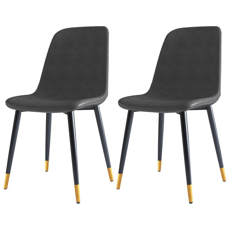 Home Scandinavian Side Chair Solid Back Metal Dining Room Chair with Black Legs Dark Gray-Black 2 Piece Set Brass Gold Clearhalo ' kitchen&dining_furn' 'Dining Chairs' 'Dining Tables & Seating' 'dining_chair' 'furn' 'furn_dining_chair' 'Furniture' 'furniture_dining_chair' 'Kitchen & Dining Furniture' 'kitchen' 3827670