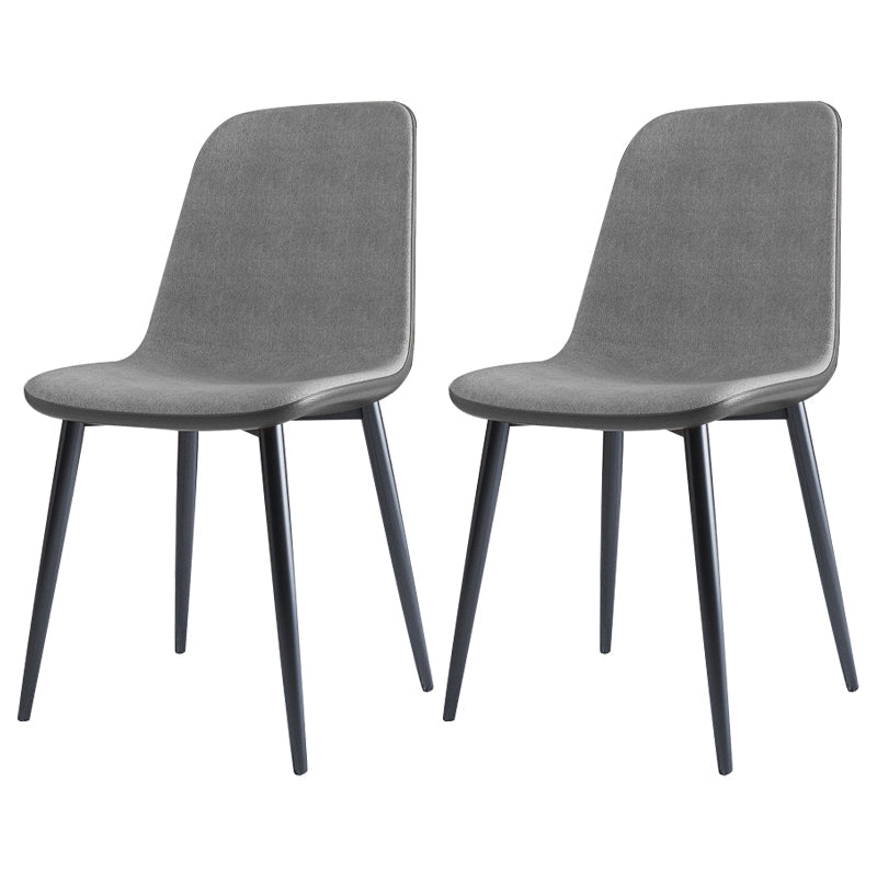 Home Scandinavian Side Chair Solid Back Metal Dining Room Chair with Black Legs Light Gray-Black 2 Piece Set Black Clearhalo ' kitchen&dining_furn' 'Dining Chairs' 'Dining Tables & Seating' 'dining_chair' 'furn' 'furn_dining_chair' 'Furniture' 'furniture_dining_chair' 'Kitchen & Dining Furniture' 'kitchen' 3827673