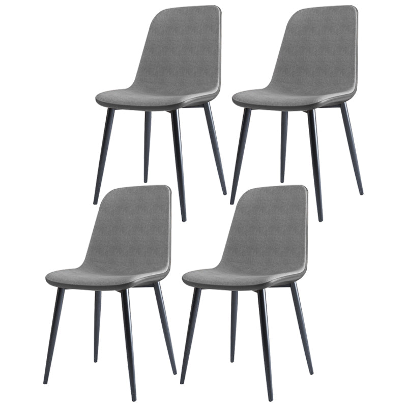 Home Scandinavian Side Chair Solid Back Metal Dining Room Chair with Black Legs Light Gray-Black 4 Piece Set Black Clearhalo ' kitchen&dining_furn' 'Dining Chairs' 'Dining Tables & Seating' 'dining_chair' 'furn' 'furn_dining_chair' 'Furniture' 'furniture_dining_chair' 'Kitchen & Dining Furniture' 'kitchen' 3827674