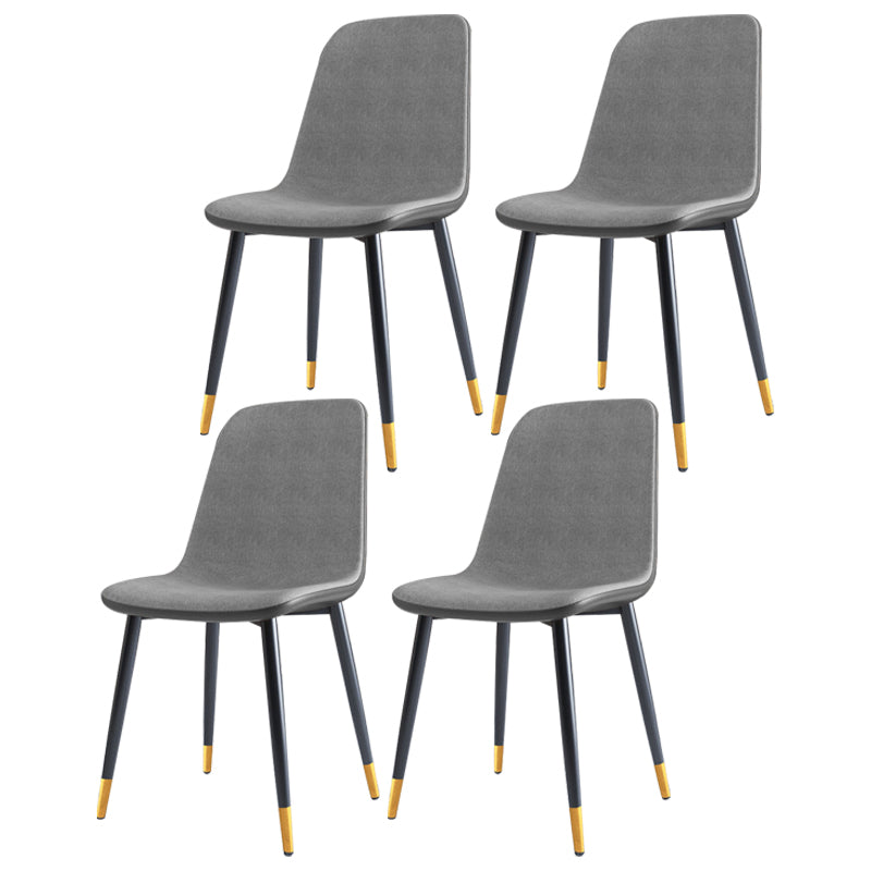 Home Scandinavian Side Chair Solid Back Metal Dining Room Chair with Black Legs Light Gray-Black 4 Piece Set Brass Gold Clearhalo ' kitchen&dining_furn' 'Dining Chairs' 'Dining Tables & Seating' 'dining_chair' 'furn' 'furn_dining_chair' 'Furniture' 'furniture_dining_chair' 'Kitchen & Dining Furniture' 'kitchen' 3827677