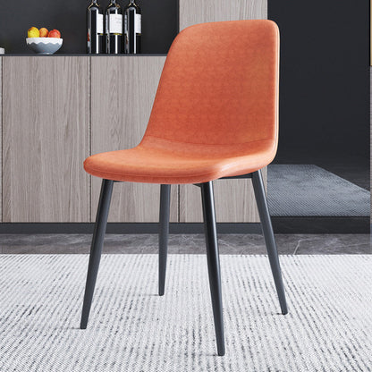 Home Scandinavian Side Chair Solid Back Metal Dining Room Chair with Black Legs Orange 1 Piece Black Clearhalo ' kitchen&dining_furn' 'Dining Chairs' 'Dining Tables & Seating' 'dining_chair' 'furn' 'furn_dining_chair' 'Furniture' 'furniture_dining_chair' 'Kitchen & Dining Furniture' 'kitchen' 3827684