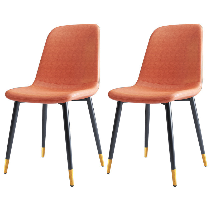 Home Scandinavian Side Chair Solid Back Metal Dining Room Chair with Black Legs Orange 2 Piece Set Brass Gold Clearhalo ' kitchen&dining_furn' 'Dining Chairs' 'Dining Tables & Seating' 'dining_chair' 'furn' 'furn_dining_chair' 'Furniture' 'furniture_dining_chair' 'Kitchen & Dining Furniture' 'kitchen' 3827688