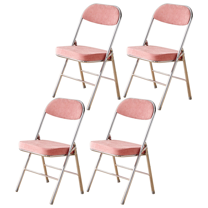 Open Back Dining Side Chair Foldable Upholstered Armless Dining Chairs Pink 4 Piece Set Clearhalo ' kitchen&dining_furn' 'Dining Chairs' 'Dining Tables & Seating' 'dining_chair' 'furn' 'furn_dining_chair' 'Furniture' 'furniture_dining_chair' 'Kitchen & Dining Furniture' 'kitchen' 3827700
