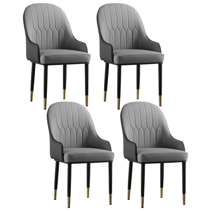 Contemporary Metal Dining Room Chairs Upholstered Dining Armchairs for Home Use Grey 4 Piece Set Clearhalo ' kitchen&dining_furn' 'Dining Chairs' 'Dining Tables & Seating' 'dining_chair' 'furn' 'furn_dining_chair' 'Furniture' 'furniture_dining_chair' 'Kitchen & Dining Furniture' 'kitchen' 3827730