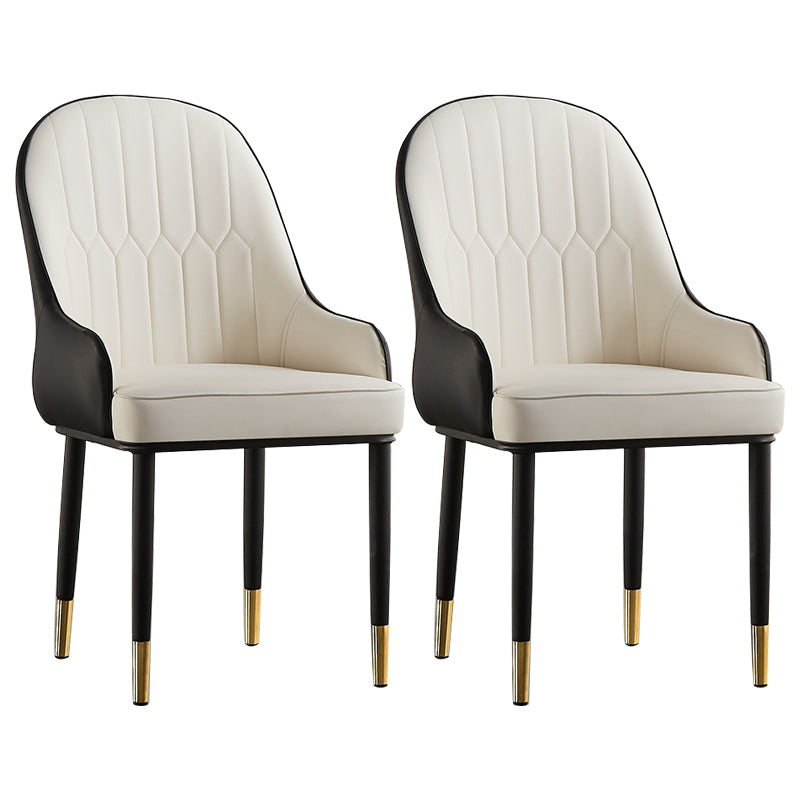 Contemporary Metal Dining Room Chairs Upholstered Dining Armchairs for Home Use White 2 Piece Set Clearhalo ' kitchen&dining_furn' 'Dining Chairs' 'Dining Tables & Seating' 'dining_chair' 'furn' 'furn_dining_chair' 'Furniture' 'furniture_dining_chair' 'Kitchen & Dining Furniture' 'kitchen' 3827733