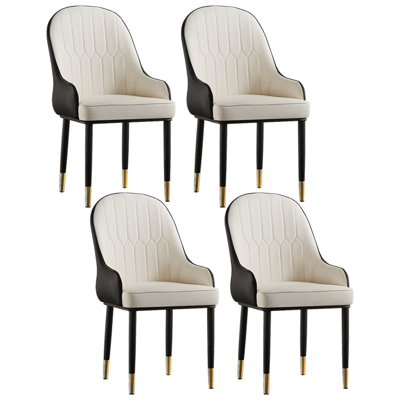 Contemporary Metal Dining Room Chairs Upholstered Dining Armchairs for Home Use White 4 Piece Set Clearhalo ' kitchen&dining_furn' 'Dining Chairs' 'Dining Tables & Seating' 'dining_chair' 'furn' 'furn_dining_chair' 'Furniture' 'furniture_dining_chair' 'Kitchen & Dining Furniture' 'kitchen' 3827736