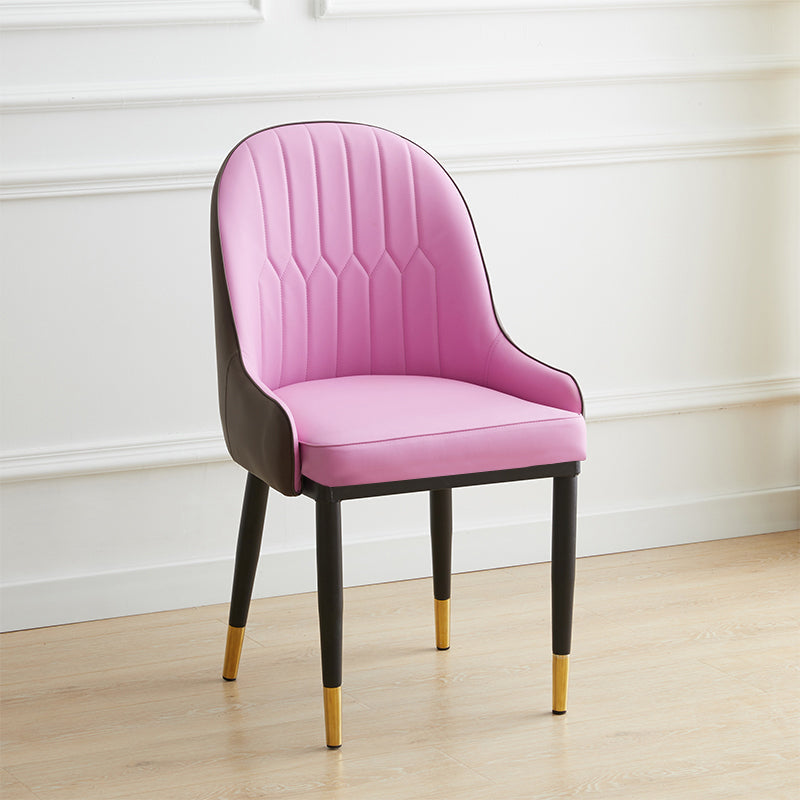 Contemporary Metal Dining Room Chairs Upholstered Dining Armchairs for Home Use Pink 1 Piece Clearhalo ' kitchen&dining_furn' 'Dining Chairs' 'Dining Tables & Seating' 'dining_chair' 'furn' 'furn_dining_chair' 'Furniture' 'furniture_dining_chair' 'Kitchen & Dining Furniture' 'kitchen' 3827738