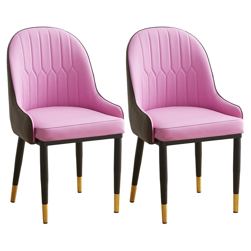 Contemporary Metal Dining Room Chairs Upholstered Dining Armchairs for Home Use Pink 2 Piece Set Clearhalo ' kitchen&dining_furn' 'Dining Chairs' 'Dining Tables & Seating' 'dining_chair' 'furn' 'furn_dining_chair' 'Furniture' 'furniture_dining_chair' 'Kitchen & Dining Furniture' 'kitchen' 3827739
