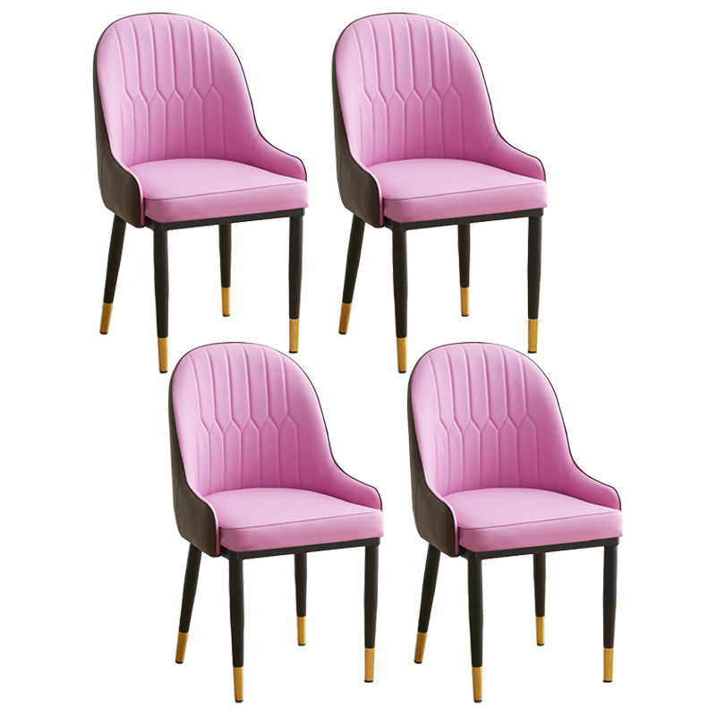 Contemporary Metal Dining Room Chairs Upholstered Dining Armchairs for Home Use Pink 4 Piece Set Clearhalo ' kitchen&dining_furn' 'Dining Chairs' 'Dining Tables & Seating' 'dining_chair' 'furn' 'furn_dining_chair' 'Furniture' 'furniture_dining_chair' 'Kitchen & Dining Furniture' 'kitchen' 3827741