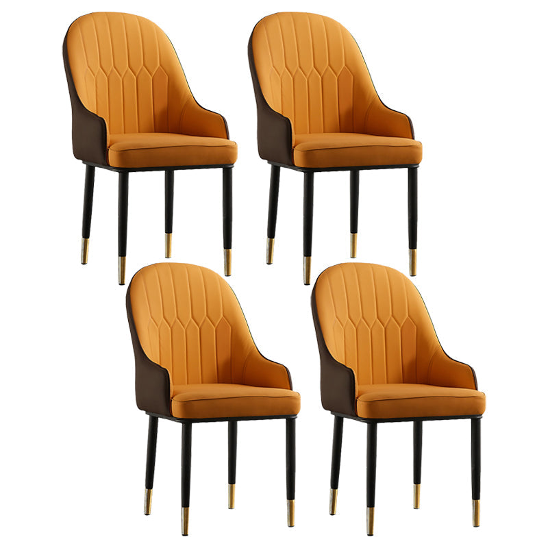 Contemporary Metal Dining Room Chairs Upholstered Dining Armchairs for Home Use Orange 4 Piece Set Clearhalo ' kitchen&dining_furn' 'Dining Chairs' 'Dining Tables & Seating' 'dining_chair' 'furn' 'furn_dining_chair' 'Furniture' 'furniture_dining_chair' 'Kitchen & Dining Furniture' 'kitchen' 3827748