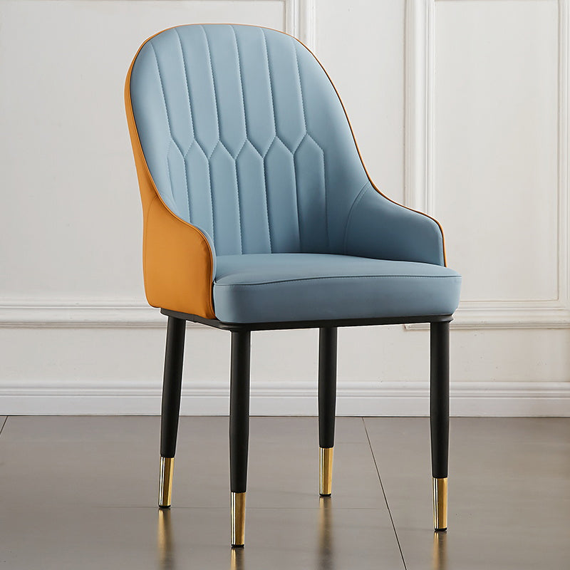 Contemporary Metal Dining Room Chairs Upholstered Dining Armchairs for Home Use Blue 1 Piece Clearhalo ' kitchen&dining_furn' 'Dining Chairs' 'Dining Tables & Seating' 'dining_chair' 'furn' 'furn_dining_chair' 'Furniture' 'furniture_dining_chair' 'Kitchen & Dining Furniture' 'kitchen' 3827749