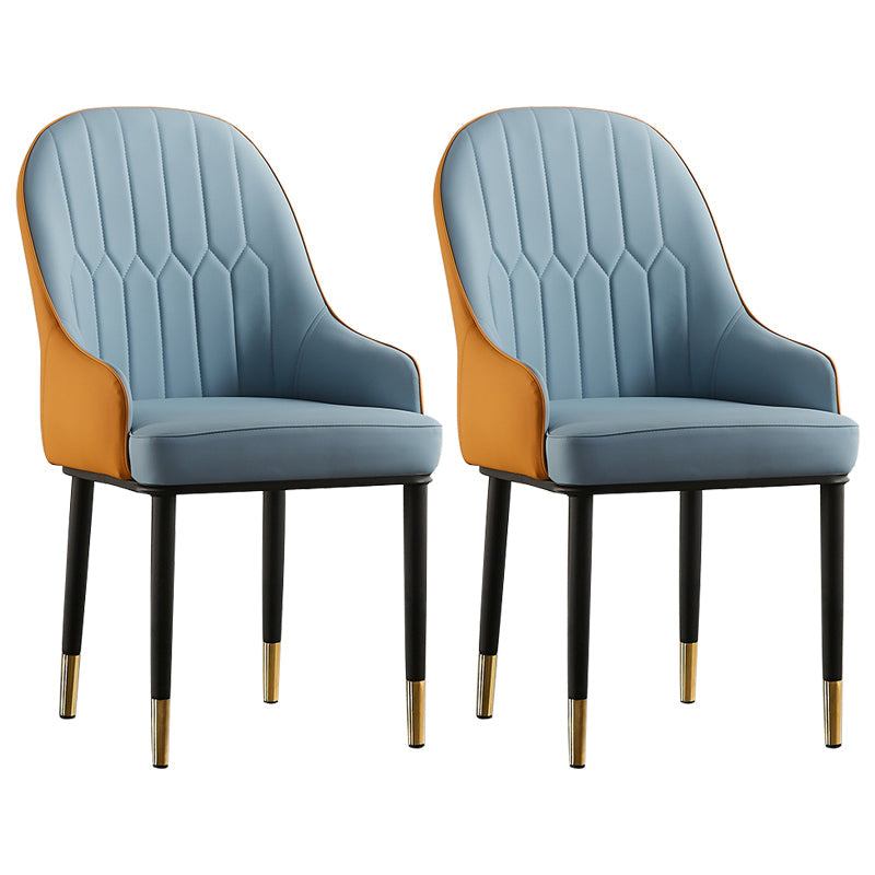 Contemporary Metal Dining Room Chairs Upholstered Dining Armchairs for Home Use Blue 2 Piece Set Clearhalo ' kitchen&dining_furn' 'Dining Chairs' 'Dining Tables & Seating' 'dining_chair' 'furn' 'furn_dining_chair' 'Furniture' 'furniture_dining_chair' 'Kitchen & Dining Furniture' 'kitchen' 3827750