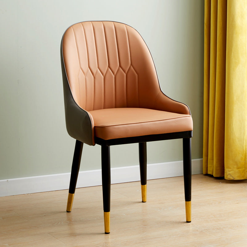 Contemporary Metal Dining Room Chairs Upholstered Dining Armchairs for Home Use Khaki 1 Piece Clearhalo ' kitchen&dining_furn' 'Dining Chairs' 'Dining Tables & Seating' 'dining_chair' 'furn' 'furn_dining_chair' 'Furniture' 'furniture_dining_chair' 'Kitchen & Dining Furniture' 'kitchen' 3827752