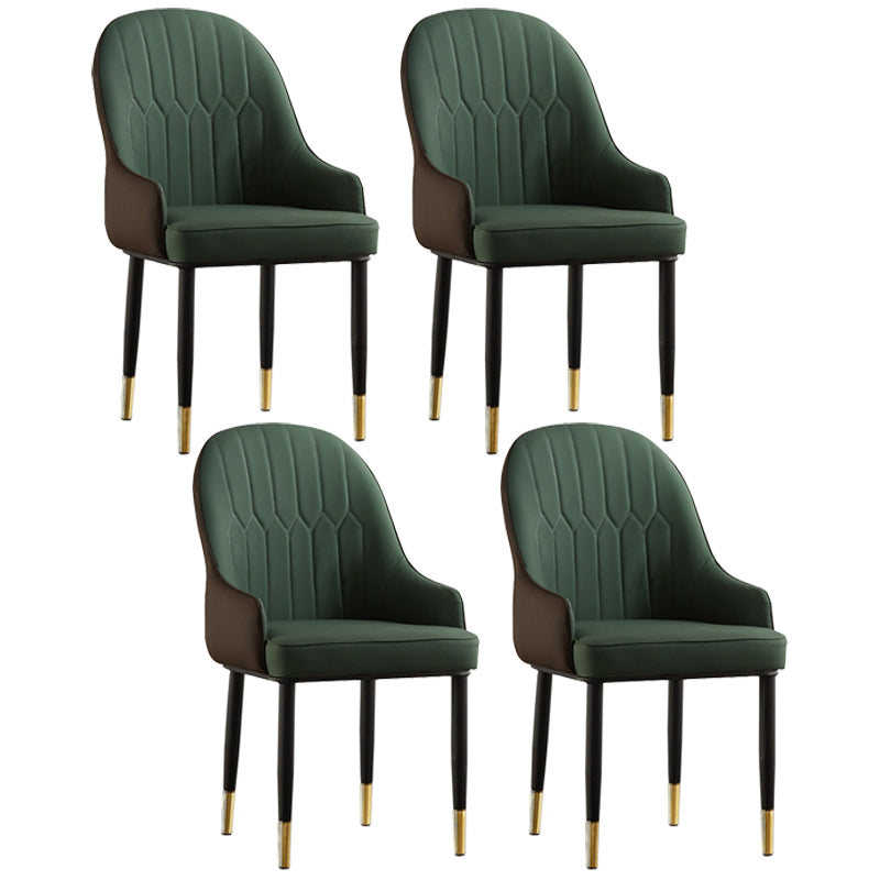 Contemporary Metal Dining Room Chairs Upholstered Dining Armchairs for Home Use Dark Green 4 Piece Set Clearhalo ' kitchen&dining_furn' 'Dining Chairs' 'Dining Tables & Seating' 'dining_chair' 'furn' 'furn_dining_chair' 'Furniture' 'furniture_dining_chair' 'Kitchen & Dining Furniture' 'kitchen' 3827757