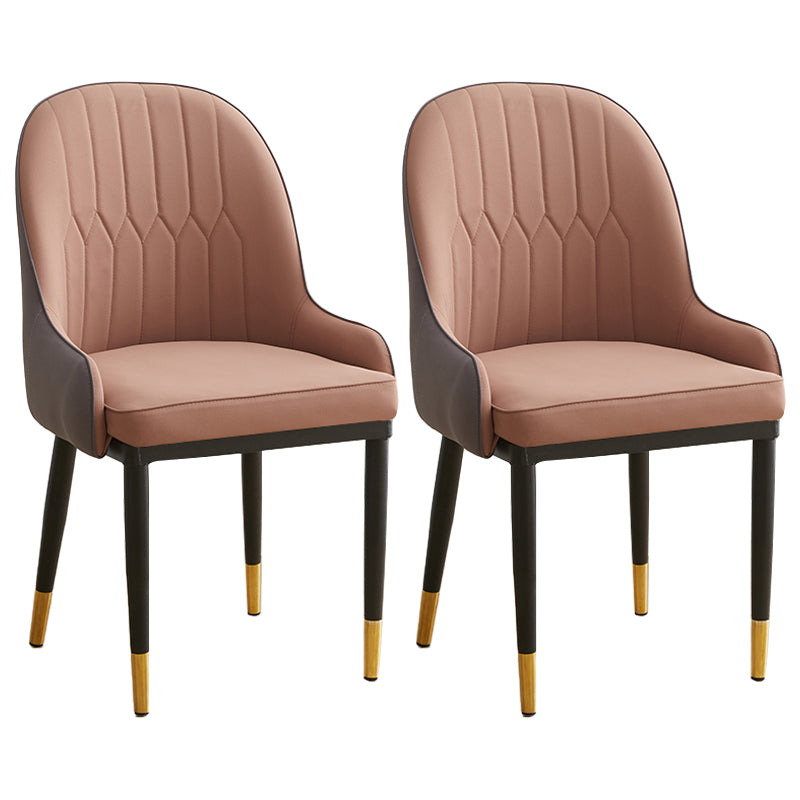 Contemporary Metal Dining Room Chairs Upholstered Dining Armchairs for Home Use Cameo Brown 2 Piece Set Clearhalo ' kitchen&dining_furn' 'Dining Chairs' 'Dining Tables & Seating' 'dining_chair' 'furn' 'furn_dining_chair' 'Furniture' 'furniture_dining_chair' 'Kitchen & Dining Furniture' 'kitchen' 3827759