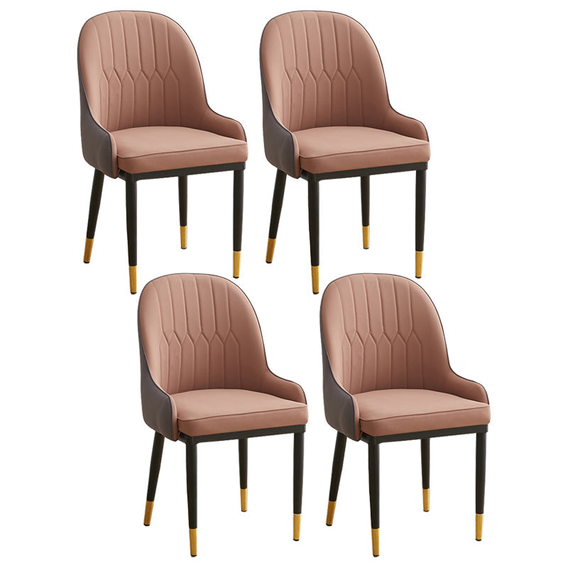 Contemporary Metal Dining Room Chairs Upholstered Dining Armchairs for Home Use Cameo Brown 4 Piece Set Clearhalo ' kitchen&dining_furn' 'Dining Chairs' 'Dining Tables & Seating' 'dining_chair' 'furn' 'furn_dining_chair' 'Furniture' 'furniture_dining_chair' 'Kitchen & Dining Furniture' 'kitchen' 3827760