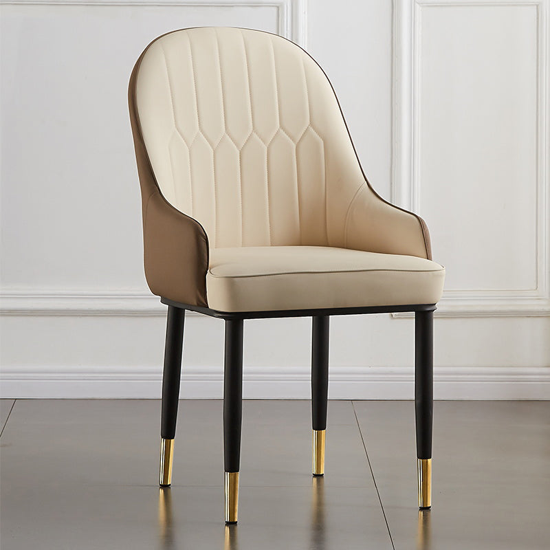 Contemporary Metal Dining Room Chairs Upholstered Dining Armchairs for Home Use Off-White 1 Piece Clearhalo ' kitchen&dining_furn' 'Dining Chairs' 'Dining Tables & Seating' 'dining_chair' 'furn' 'furn_dining_chair' 'Furniture' 'furniture_dining_chair' 'Kitchen & Dining Furniture' 'kitchen' 3827761