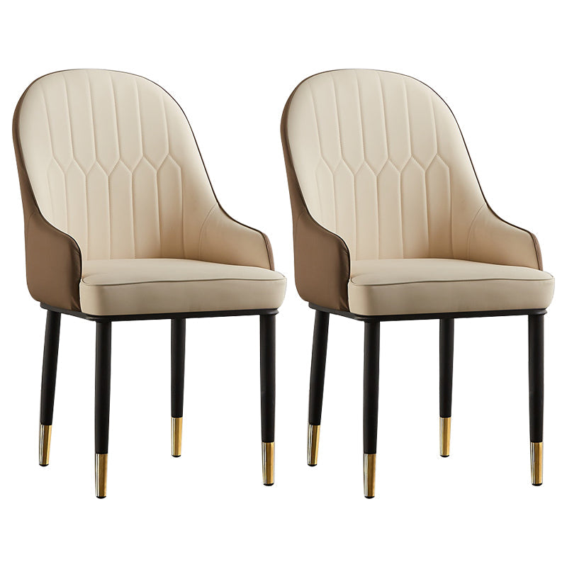 Contemporary Metal Dining Room Chairs Upholstered Dining Armchairs for Home Use Off-White 2 Piece Set Clearhalo ' kitchen&dining_furn' 'Dining Chairs' 'Dining Tables & Seating' 'dining_chair' 'furn' 'furn_dining_chair' 'Furniture' 'furniture_dining_chair' 'Kitchen & Dining Furniture' 'kitchen' 3827762