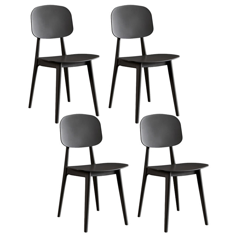 Contemporary Plastic Dining Chairs Open Back Dining Side Armless Chairs for Kitchen Black 4 Piece Set Clearhalo ' kitchen&dining_furn' 'Dining Chairs' 'Dining Tables & Seating' 'dining_chair' 'furn' 'furn_dining_chair' 'Furniture' 'furniture_dining_chair' 'Kitchen & Dining Furniture' 'kitchen' 3827768