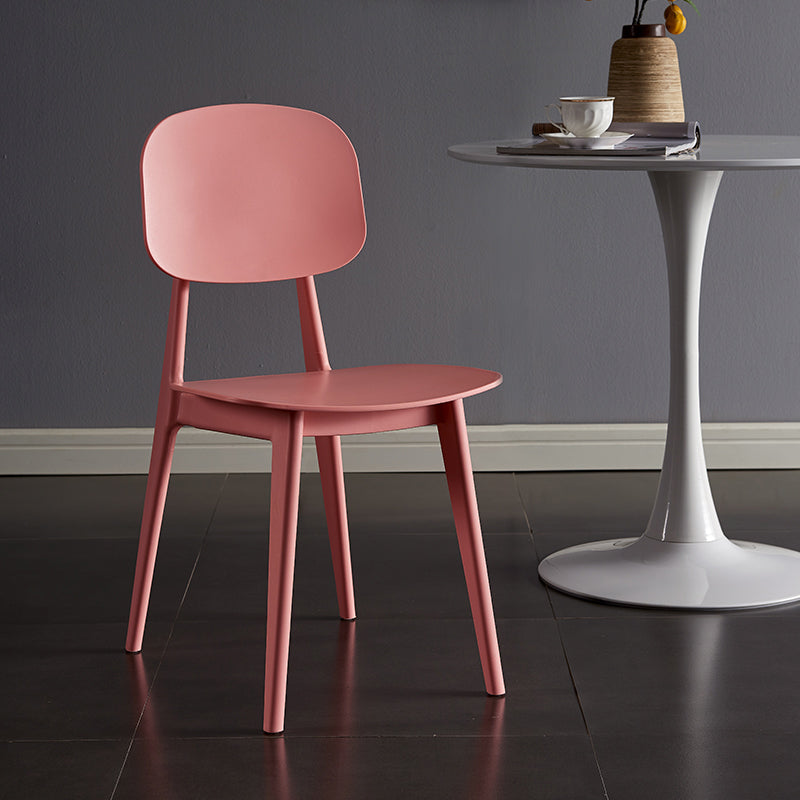 Contemporary Plastic Dining Chairs Open Back Dining Side Armless Chairs for Kitchen Pink 1 Piece Clearhalo ' kitchen&dining_furn' 'Dining Chairs' 'Dining Tables & Seating' 'dining_chair' 'furn' 'furn_dining_chair' 'Furniture' 'furniture_dining_chair' 'Kitchen & Dining Furniture' 'kitchen' 3827783