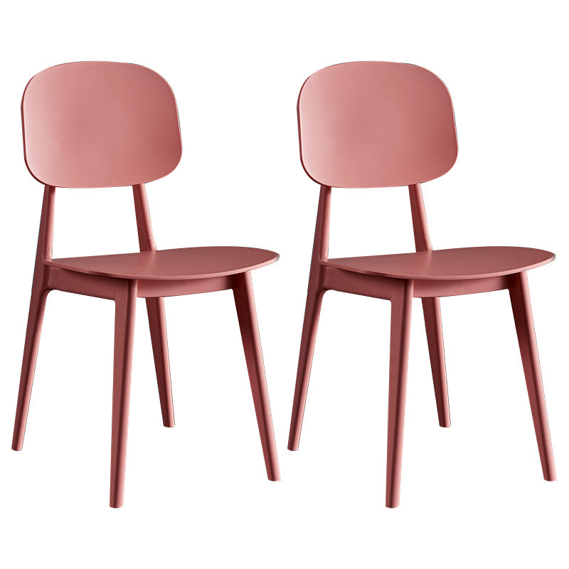 Contemporary Plastic Dining Chairs Open Back Dining Side Armless Chairs for Kitchen Pink 2 Piece Set Clearhalo ' kitchen&dining_furn' 'Dining Chairs' 'Dining Tables & Seating' 'dining_chair' 'furn' 'furn_dining_chair' 'Furniture' 'furniture_dining_chair' 'Kitchen & Dining Furniture' 'kitchen' 3827785