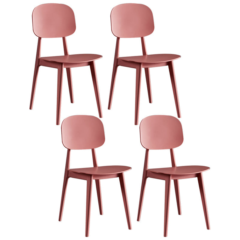 Contemporary Plastic Dining Chairs Open Back Dining Side Armless Chairs for Kitchen Pink 4 Piece Set Clearhalo ' kitchen&dining_furn' 'Dining Chairs' 'Dining Tables & Seating' 'dining_chair' 'furn' 'furn_dining_chair' 'Furniture' 'furniture_dining_chair' 'Kitchen & Dining Furniture' 'kitchen' 3827787