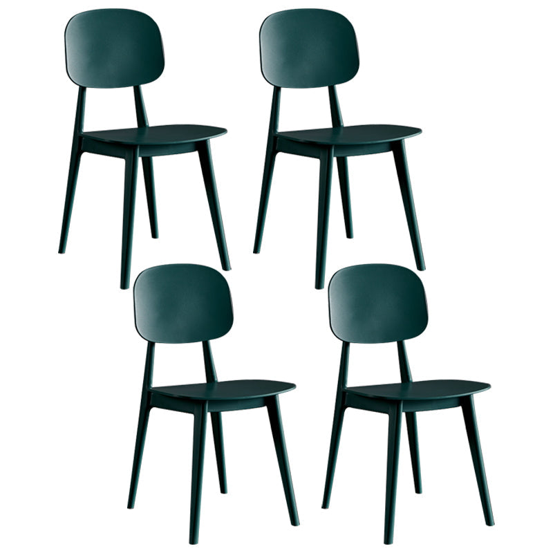 Contemporary Plastic Dining Chairs Open Back Dining Side Armless Chairs for Kitchen Blackish Green 4 Piece Set Clearhalo ' kitchen&dining_furn' 'Dining Chairs' 'Dining Tables & Seating' 'dining_chair' 'furn' 'furn_dining_chair' 'Furniture' 'furniture_dining_chair' 'Kitchen & Dining Furniture' 'kitchen' 3827793