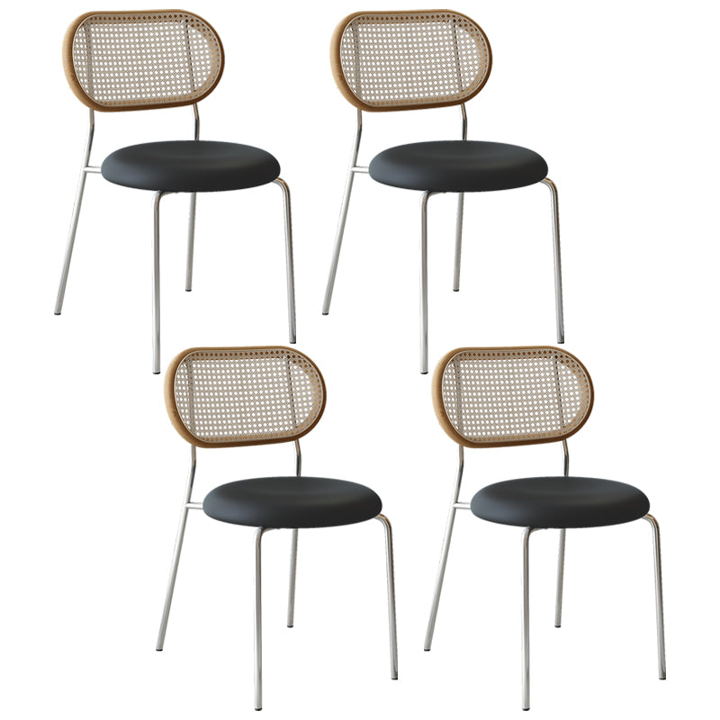 Contemporary Style Kitchen Square Dining Chair Open Back Side Armless Chair Black 4 Piece Set Clearhalo ' kitchen&dining_furn' 'Dining Chairs' 'Dining Tables & Seating' 'dining_chair' 'furn' 'furn_dining_chair' 'Furniture' 'furniture_dining_chair' 'Kitchen & Dining Furniture' 'kitchen' 3827797