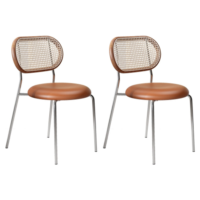 Contemporary Style Kitchen Square Dining Chair Open Back Side Armless Chair Camel 2 Piece Set Clearhalo ' kitchen&dining_furn' 'Dining Chairs' 'Dining Tables & Seating' 'dining_chair' 'furn' 'furn_dining_chair' 'Furniture' 'furniture_dining_chair' 'Kitchen & Dining Furniture' 'kitchen' 3827801