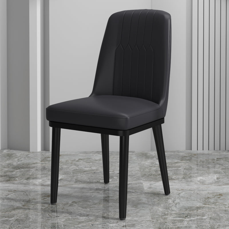 Scandinavian Style Metal Dining Chair Dining Room Upholstered Parsons Armless Chair Black 1 Piece Black Clearhalo ' kitchen&dining_furn' 'Dining Chairs' 'Dining Tables & Seating' 'dining_chair' 'furn' 'furn_dining_chair' 'Furniture' 'furniture_dining_chair' 'Kitchen & Dining Furniture' 'kitchen' 3827815