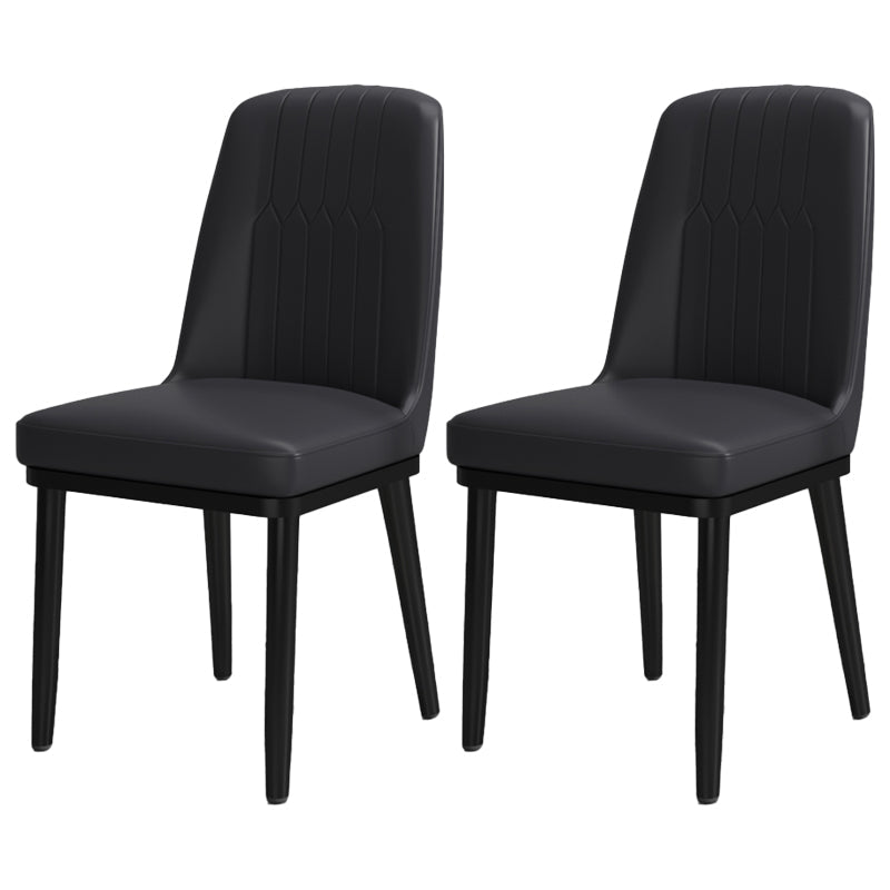 Scandinavian Style Metal Dining Chair Dining Room Upholstered Parsons Armless Chair Black 2 Piece Set Black Clearhalo ' kitchen&dining_furn' 'Dining Chairs' 'Dining Tables & Seating' 'dining_chair' 'furn' 'furn_dining_chair' 'Furniture' 'furniture_dining_chair' 'Kitchen & Dining Furniture' 'kitchen' 3827817