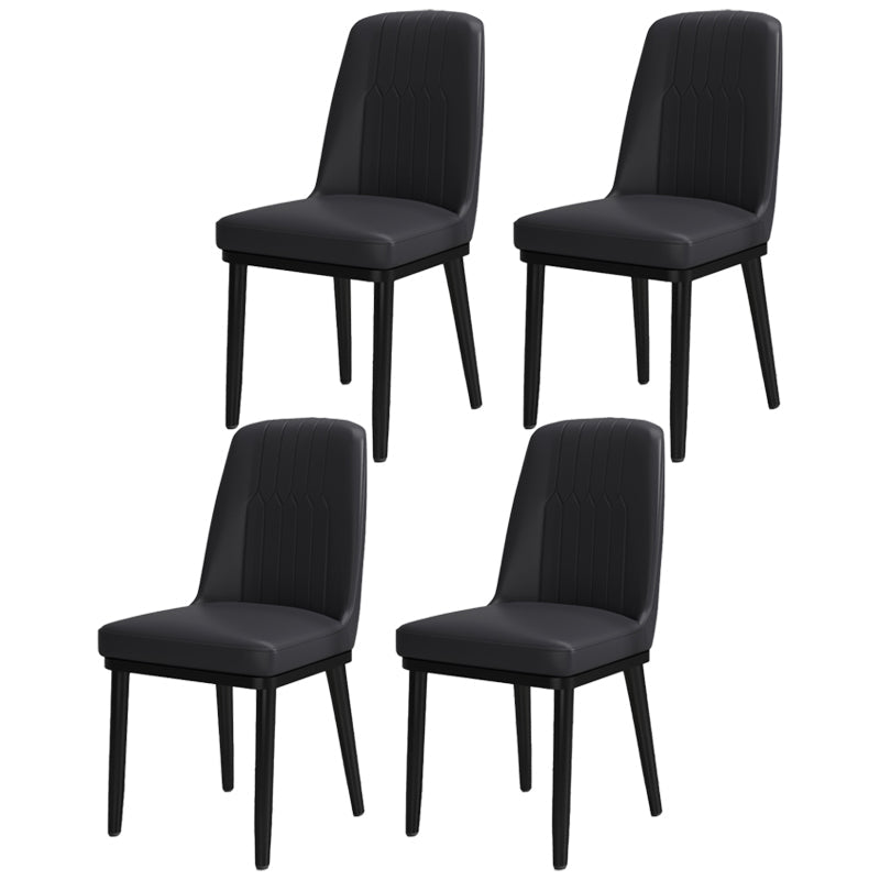 Scandinavian Style Metal Dining Chair Dining Room Upholstered Parsons Armless Chair Black 4 Piece Set Black Clearhalo ' kitchen&dining_furn' 'Dining Chairs' 'Dining Tables & Seating' 'dining_chair' 'furn' 'furn_dining_chair' 'Furniture' 'furniture_dining_chair' 'Kitchen & Dining Furniture' 'kitchen' 3827819