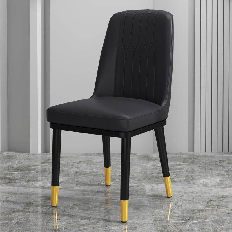 Scandinavian Style Metal Dining Chair Dining Room Upholstered Parsons Armless Chair Black 1 Piece Brass Gold Clearhalo ' kitchen&dining_furn' 'Dining Chairs' 'Dining Tables & Seating' 'dining_chair' 'furn' 'furn_dining_chair' 'Furniture' 'furniture_dining_chair' 'Kitchen & Dining Furniture' 'kitchen' 3827821