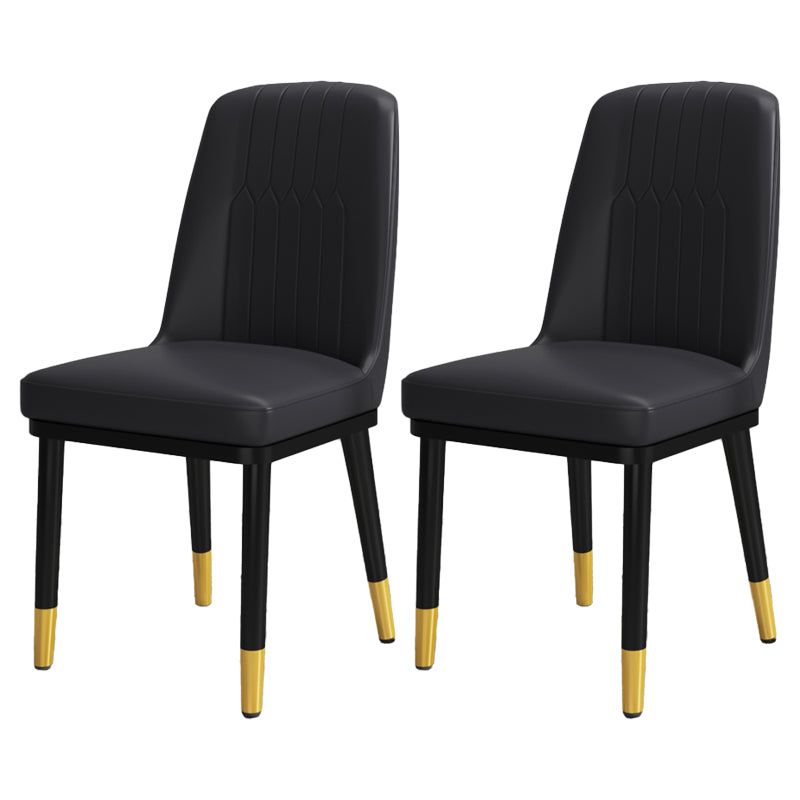 Scandinavian Style Metal Dining Chair Dining Room Upholstered Parsons Armless Chair Black 2 Piece Set Brass Gold Clearhalo ' kitchen&dining_furn' 'Dining Chairs' 'Dining Tables & Seating' 'dining_chair' 'furn' 'furn_dining_chair' 'Furniture' 'furniture_dining_chair' 'Kitchen & Dining Furniture' 'kitchen' 3827823