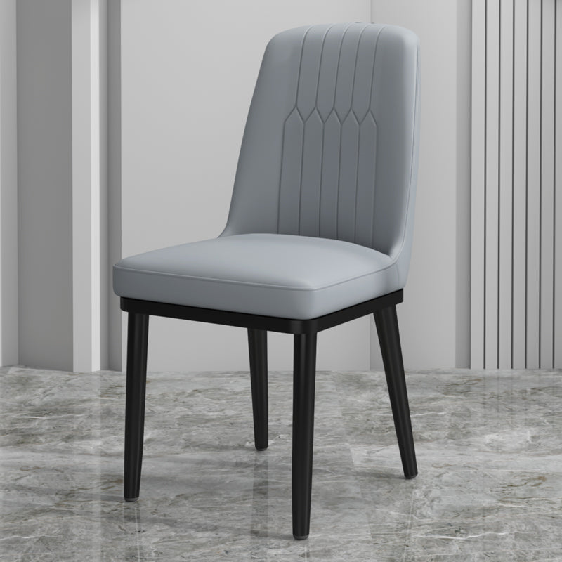 Scandinavian Style Metal Dining Chair Dining Room Upholstered Parsons Armless Chair Light Gray 1 Piece Black Clearhalo ' kitchen&dining_furn' 'Dining Chairs' 'Dining Tables & Seating' 'dining_chair' 'furn' 'furn_dining_chair' 'Furniture' 'furniture_dining_chair' 'Kitchen & Dining Furniture' 'kitchen' 3827826