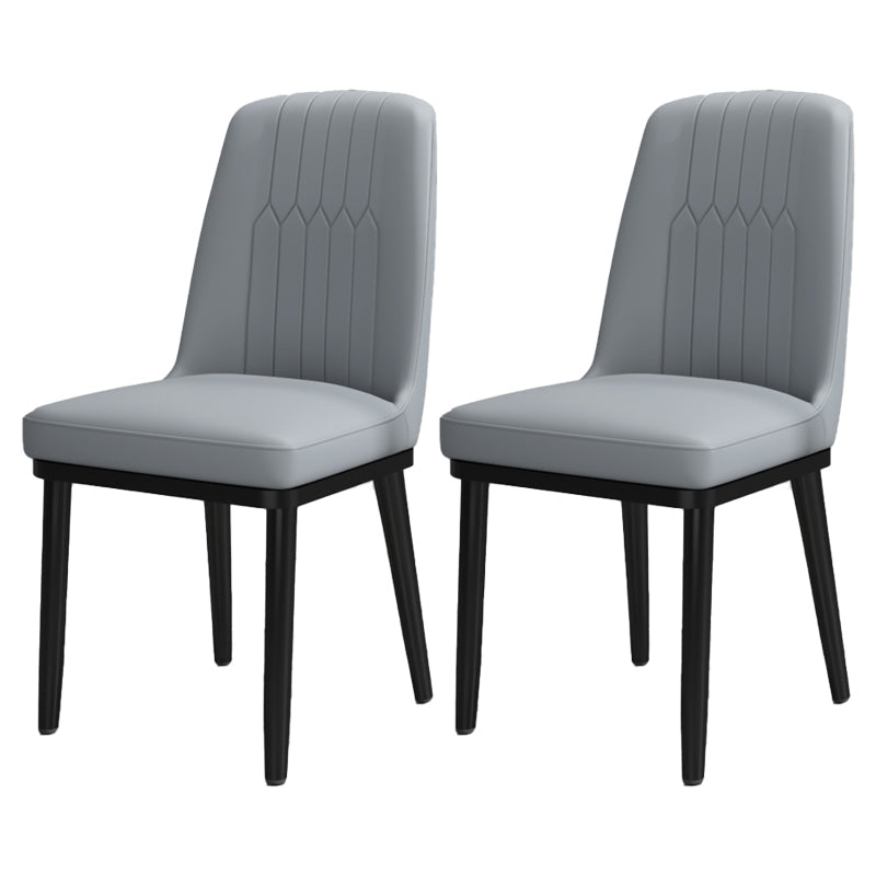 Scandinavian Style Metal Dining Chair Dining Room Upholstered Parsons Armless Chair Light Gray 2 Piece Set Black Clearhalo ' kitchen&dining_furn' 'Dining Chairs' 'Dining Tables & Seating' 'dining_chair' 'furn' 'furn_dining_chair' 'Furniture' 'furniture_dining_chair' 'Kitchen & Dining Furniture' 'kitchen' 3827829