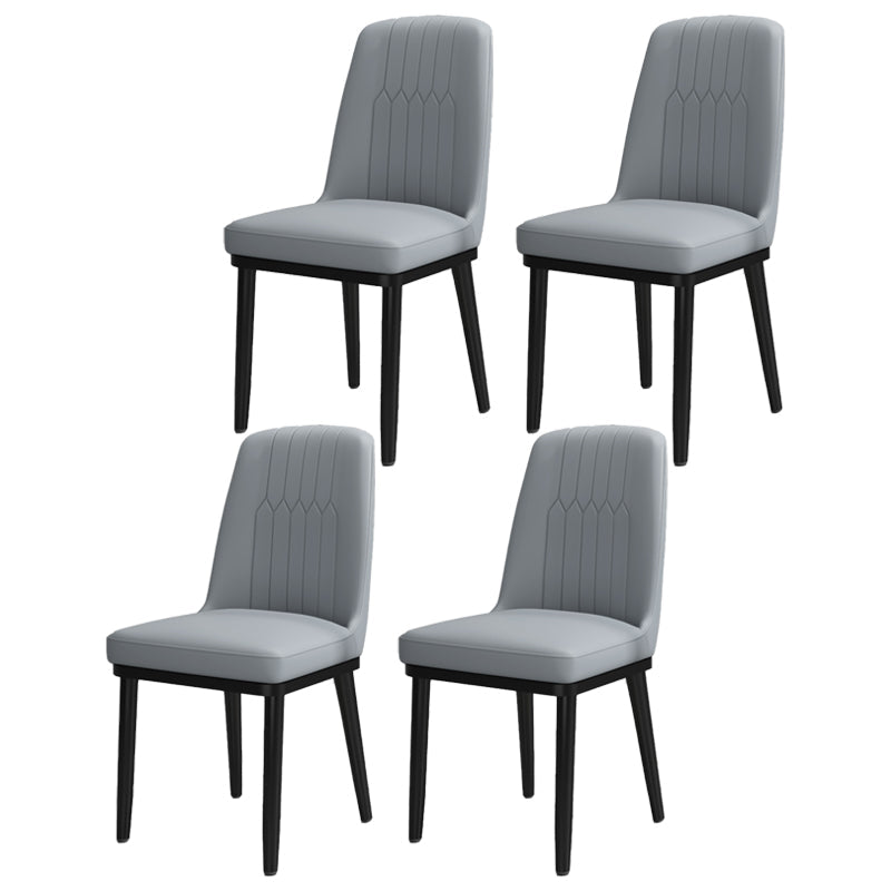Scandinavian Style Metal Dining Chair Dining Room Upholstered Parsons Armless Chair Light Gray 4 Piece Set Black Clearhalo ' kitchen&dining_furn' 'Dining Chairs' 'Dining Tables & Seating' 'dining_chair' 'furn' 'furn_dining_chair' 'Furniture' 'furniture_dining_chair' 'Kitchen & Dining Furniture' 'kitchen' 3827831