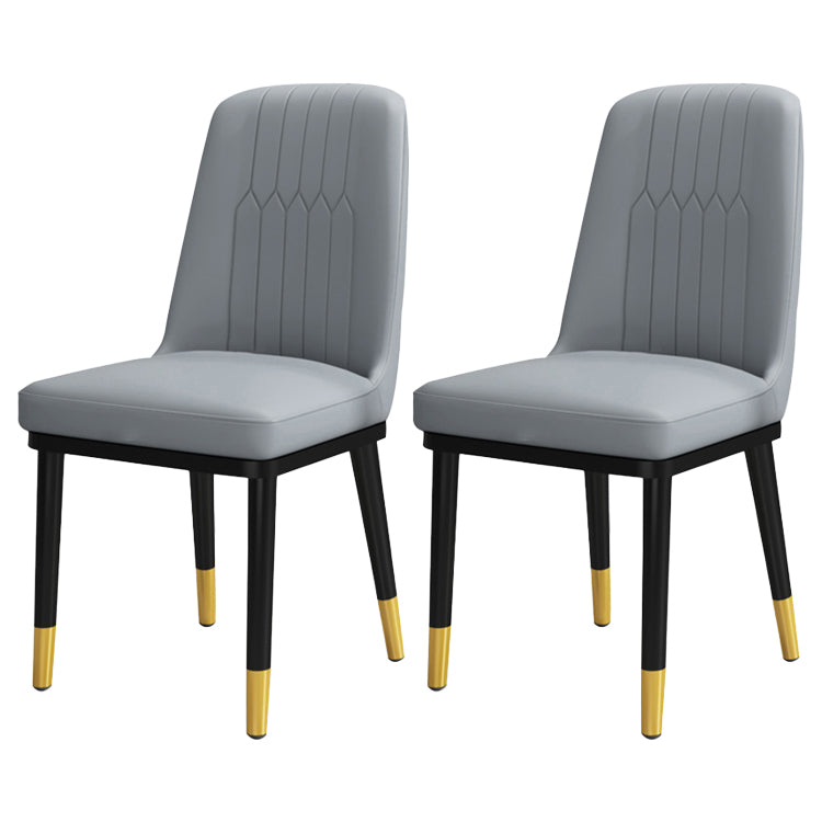 Scandinavian Style Metal Dining Chair Dining Room Upholstered Parsons Armless Chair Light Gray 2 Piece Set Brass Gold Clearhalo ' kitchen&dining_furn' 'Dining Chairs' 'Dining Tables & Seating' 'dining_chair' 'furn' 'furn_dining_chair' 'Furniture' 'furniture_dining_chair' 'Kitchen & Dining Furniture' 'kitchen' 3827835