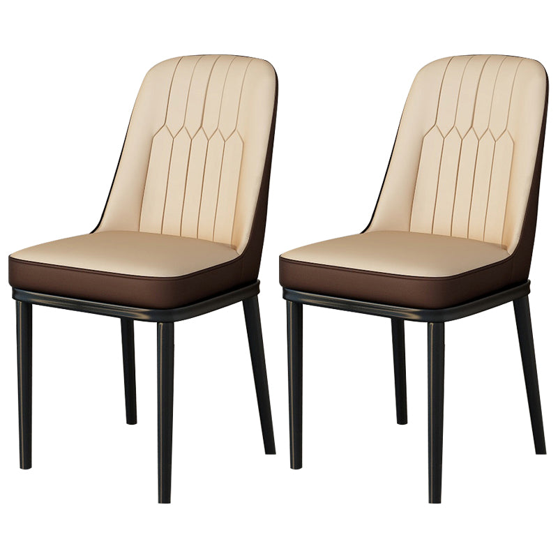 Scandinavian Style Metal Dining Chair Dining Room Upholstered Parsons Armless Chair Camel 2 Piece Set Black Clearhalo ' kitchen&dining_furn' 'Dining Chairs' 'Dining Tables & Seating' 'dining_chair' 'furn' 'furn_dining_chair' 'Furniture' 'furniture_dining_chair' 'Kitchen & Dining Furniture' 'kitchen' 3827840