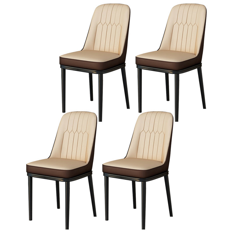 Scandinavian Style Metal Dining Chair Dining Room Upholstered Parsons Armless Chair Camel 4 Piece Set Black Clearhalo ' kitchen&dining_furn' 'Dining Chairs' 'Dining Tables & Seating' 'dining_chair' 'furn' 'furn_dining_chair' 'Furniture' 'furniture_dining_chair' 'Kitchen & Dining Furniture' 'kitchen' 3827843