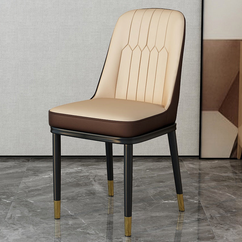 Scandinavian Style Metal Dining Chair Dining Room Upholstered Parsons Armless Chair Camel 1 Piece Brass Gold Clearhalo ' kitchen&dining_furn' 'Dining Chairs' 'Dining Tables & Seating' 'dining_chair' 'furn' 'furn_dining_chair' 'Furniture' 'furniture_dining_chair' 'Kitchen & Dining Furniture' 'kitchen' 3827844