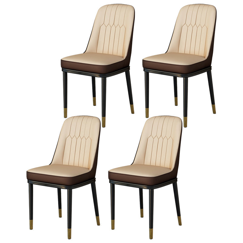 Scandinavian Style Metal Dining Chair Dining Room Upholstered Parsons Armless Chair Camel 4 Piece Set Brass Gold Clearhalo ' kitchen&dining_furn' 'Dining Chairs' 'Dining Tables & Seating' 'dining_chair' 'furn' 'furn_dining_chair' 'Furniture' 'furniture_dining_chair' 'Kitchen & Dining Furniture' 'kitchen' 3827846