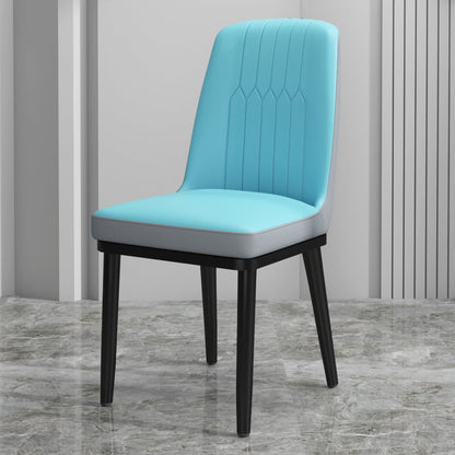 Scandinavian Style Metal Dining Chair Dining Room Upholstered Parsons Armless Chair Blue-Gray 1 Piece Black Clearhalo ' kitchen&dining_furn' 'Dining Chairs' 'Dining Tables & Seating' 'dining_chair' 'furn' 'furn_dining_chair' 'Furniture' 'furniture_dining_chair' 'Kitchen & Dining Furniture' 'kitchen' 3827847