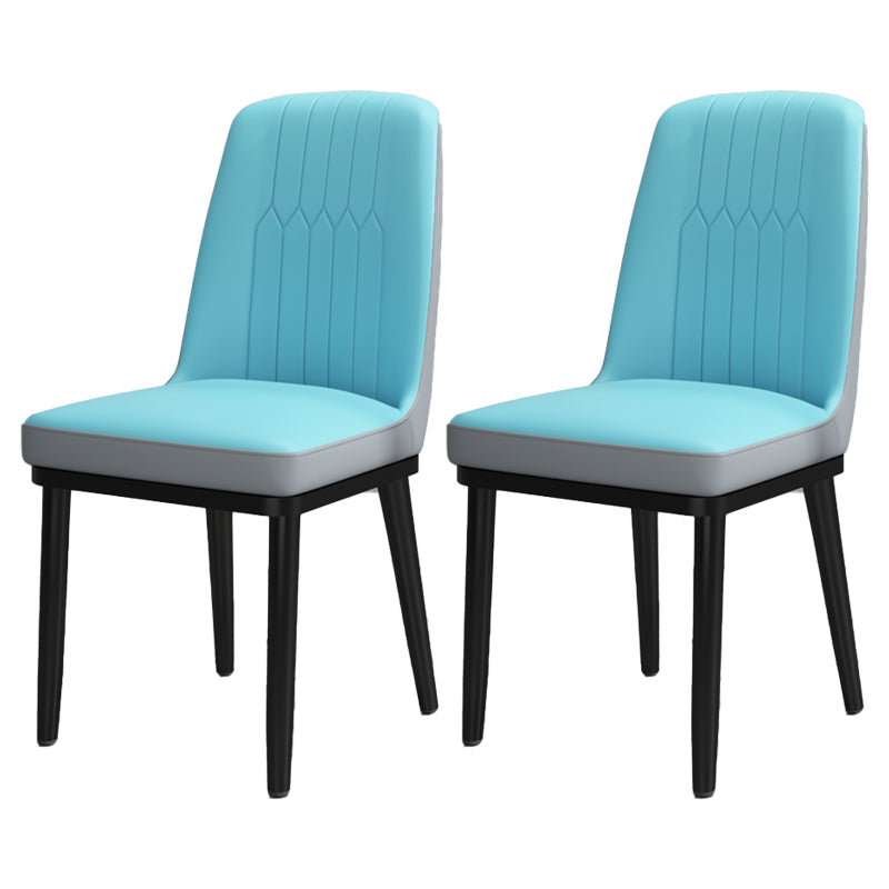 Scandinavian Style Metal Dining Chair Dining Room Upholstered Parsons Armless Chair Blue-Gray 2 Piece Set Black Clearhalo ' kitchen&dining_furn' 'Dining Chairs' 'Dining Tables & Seating' 'dining_chair' 'furn' 'furn_dining_chair' 'Furniture' 'furniture_dining_chair' 'Kitchen & Dining Furniture' 'kitchen' 3827848