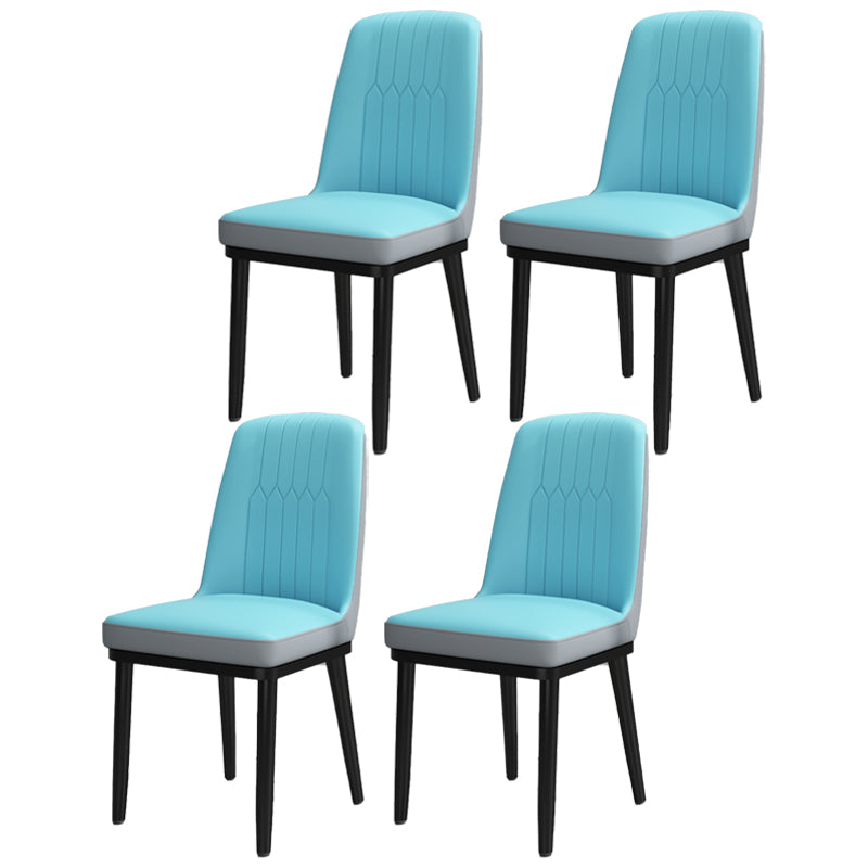 Scandinavian Style Metal Dining Chair Dining Room Upholstered Parsons Armless Chair Blue-Gray 4 Piece Set Black Clearhalo ' kitchen&dining_furn' 'Dining Chairs' 'Dining Tables & Seating' 'dining_chair' 'furn' 'furn_dining_chair' 'Furniture' 'furniture_dining_chair' 'Kitchen & Dining Furniture' 'kitchen' 3827849