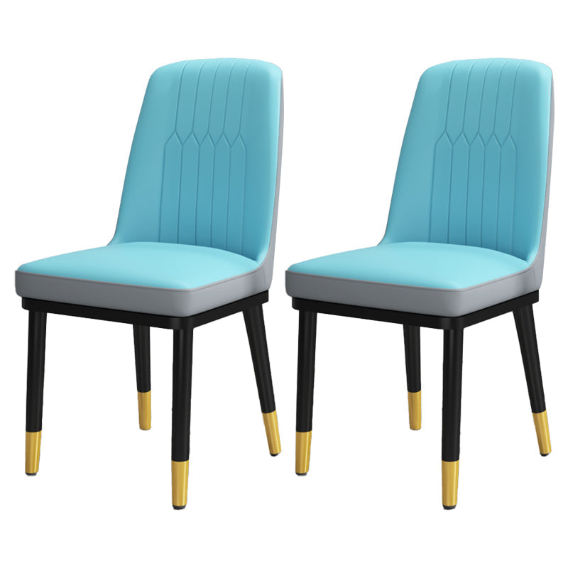 Scandinavian Style Metal Dining Chair Dining Room Upholstered Parsons Armless Chair Blue-Gray 2 Piece Set Brass Gold Clearhalo ' kitchen&dining_furn' 'Dining Chairs' 'Dining Tables & Seating' 'dining_chair' 'furn' 'furn_dining_chair' 'Furniture' 'furniture_dining_chair' 'Kitchen & Dining Furniture' 'kitchen' 3827851